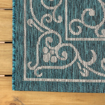 Charleston Vintage Filigree Textured Weave Indoor/outdoor Round Rug